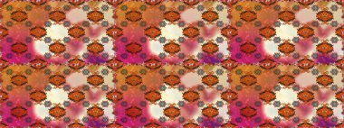 Düz Çiçek Elementleri Tasarımı. Turuncu ve kahverengi renkli çiçekler. Renkli Bahar Temalı Kusursuz Arkaplan. Çiçekle kusursuz desen.