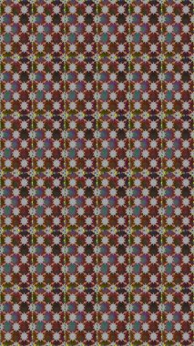 Raster Çiçek İllüstrasyonu güzel tekstil. Kahverengi ve gri renklerde etnik çiçeklerle kusursuz bir desen..