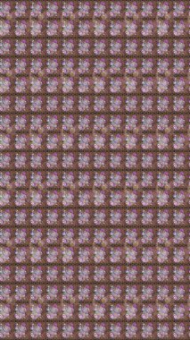 Kahverengi renklerde. Raster illüstrasyonu. Çiçek buketleriyle klasik tarzda eskiz deseni.