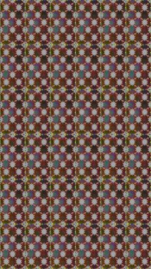 Raster Çiçek İllüstrasyonu güzel tekstil. Kahverengi ve gri renklerde etnik çiçeklerle kusursuz bir desen..