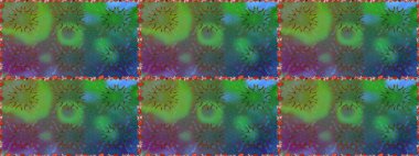 Yeşil ve mavi renklerde parlak çiçekli halı ile kusursuz desen..