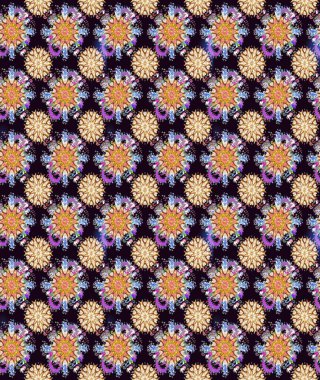 Siyah renkli Asya tekstili. Raster illüstrasyonu. Çiçek desenini çiz.