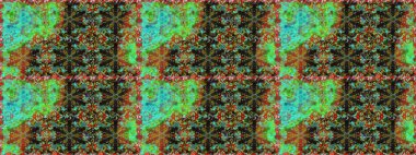 Raster geometrik arka plan. Senin tasarımın için, duvar kağıdı. Yeşil renklerde, altın çiçekli altın desenli desen. Altın rengi kusursuz illüstrasyon.