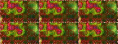 Kahverengi ve yeşil renklerde etnik çiçeklerle kusursuz bir desen. Raster Çiçek İllüstrasyonu güzel tekstil..