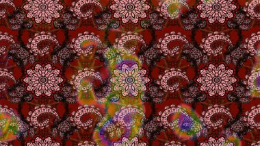 Raster güzel kumaş deseni çiziyor. Düz Çiçek Elementleri Tasarımı. Renkli Bahar Teması eskiz kalıbı. Çiçek deseni.