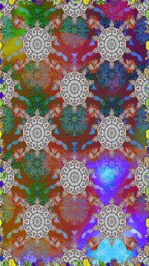 Çiçekli karalama şeklinde Raster çiçek deseni. Yumuşak, bahar çiçekli arka plan. Gri renkli çiçekler.