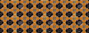 Raster illüstrasyonu. Suluboya çiçekli çiçek deseni. Siyah renkte güzel tekstil.