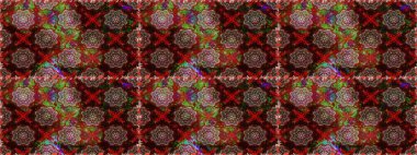 Kahverengi ve kırmızı renkte çiçekler. Çiçekli karalama şeklinde Raster çiçek deseni. Yumuşak, bahar çiçekli arka plan.