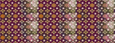 Hediye ambalaj kağıdı, tebrik kartları, posterler ve pankart tasarımı. Mor renkli çiçekler. Raster düz çiçek çizim deseni.