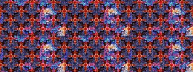 Desen, çizim, çiçek sınırı. Çiçek çelengi. Güzel, parlak, pürüzsüz kumaş, tuval. Kıvırcık, parlak örgü. Eski moda arka plan. Raster illüstrasyonu.