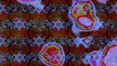 Renkli çiçekler. Kumaş desenli papatya çiçekleri ayrıntıları.