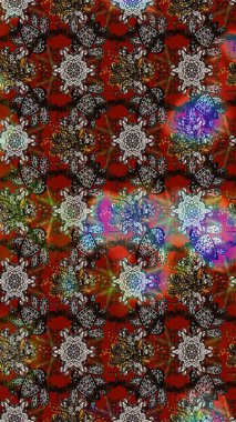 Bir sürü kahverengi ve gri soyut çiçekli tropik eskiz deseni. Varisolokahverengi ve gri raster çizimi. Küçük çiçekte sevimli çiçek deseni var..