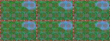 Yumuşak, yaz çiçekleri yeşil ve mavi renklerde. Raster illüstrasyonu. Raster çiçek desenli ve çiçekli..