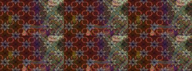 Raster illüstrasyonundaki çiçek desenli çizim. Kahverengi renkte çiçekler.