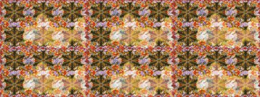 Çiçek süsü kumaş deseni, cam, altın elementlerle kahverengi renklerde çiçek desenli metal. Klasik raster altın pürüzsüz desen.