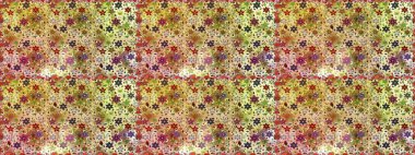 Raster illüstrasyonu. Eskiz tarzı bej ve kahverengi renklerde. Şirin karalama çiçekleri olan kusursuz çiçek desenleri. El yapımı çiçek ve bitki koleksiyonu. Raster illüstrasyonu.