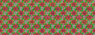 Halk tarzı. Moda baskıları için zarif bir şablon. Parlak renkli çiçeklerle ve yeşil ve pembe renklerde yapraklarla şaşırtıcı, pürüzsüz çiçek deseni. Modern çiçek arkaplanı.