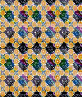 Sarı renkli güzel bir tekstil. Suluboya çiçekli çiçek deseni. Raster illüstrasyonu.