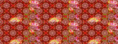 Elle boyanmış suluboya, dikişsiz çiçekler ve bitkiler. Kırmızı ve kahverengi renkte çiçekler.