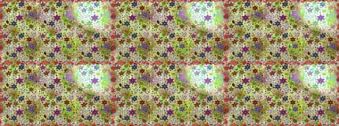 Raster illüstrasyonunda kusursuz çiçek deseni. Tarafsız ve bej renkli çiçekler.