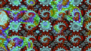 Raster illüstrasyonundaki çiçek desenli çizim. Suluboya tarzında mavi ve kahverengi renkte çiçekler.