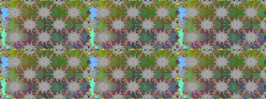 Raster suluboya çiçek deseni, narin çiçekler, yeşil ve gri çiçekler, tebrik kartı şablonu. Güzel kumaş deseni.