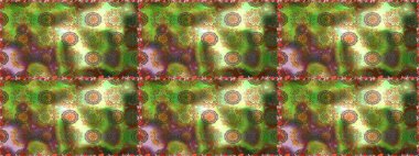 Yeşil ve kahverengi renkli çiçekler. Raster illüstrasyonunda kusursuz çiçek deseni.