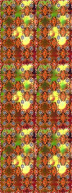 Kahverengi ve turuncu renklerde. Raster illüstrasyonu. Çiçek buketleriyle klasik tarzda kusursuz desen.