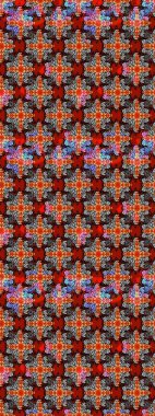 Asya tekstil tarzında. Gri ve kırmızı renkte çiçekler. Raster illüstrasyonu. Çiçek desenli çizim. Raster illüstrasyonu.