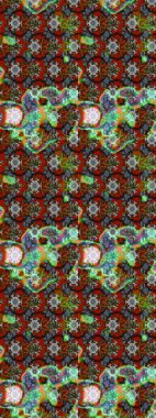 Çiçeksel kahverengi ve yeşil çizim deseni. Raster çiçek izi. Klasik taslak çizimi.