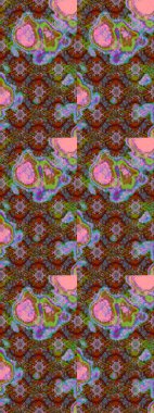 Raster deseni. Kahverengi renklerde bahar çiçekleri. Raster illüstrasyonu. Patlayan çiçekler soyut yerleştirilmiş.