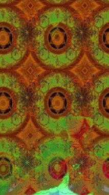 Kahverengi ve yeşil renklerde güzel bir tekstil. Suluboya çiçekli çiçek deseni. Raster illüstrasyonu.