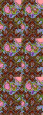 Raster deseni. Kahverengi renklerde bahar çiçekleri. Raster illüstrasyonu. Patlayan çiçekler soyut yerleştirilmiş.