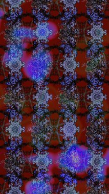 Çiçekli güzel suluboya desen. Raster illüstrasyonu. Kırmızı ve mor renklerde.