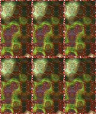 Kahverengi ve yeşil renklerde. Raster illüstrasyonu. 3D çiçekler, pürüzsüz.