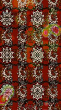 Çizim çiçek deseni duvar kâğıdı olarak kullanılabilir. Raster illüstrasyonu. Renkli çiçekler.