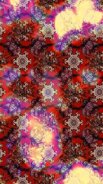 Raster illüstrasyonu. Ultraviyole kumaş deseni. Çizim kalıbı. Organik motif arkaplanı.