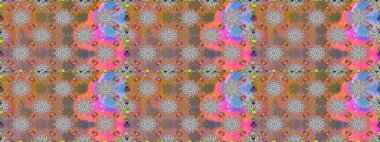 Raster illüstrasyonu. El çizimi çiçekli, soyut, pürüzsüz desen. Kahverengi ve gri renkte çiçekler.