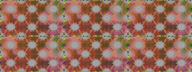 Klasik çiçek tasarımı elementleri. Raster illüstrasyonu. Kahverengi ve gri kıvırcık çiçekler kahverengi ve gri renklerde.