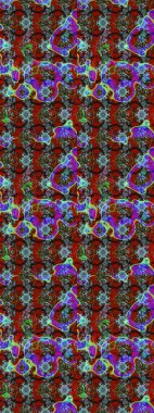 Kırmızı ve kahverengi renkte kırmızı ve kahverengi papatya deseni. Raster illüstrasyonu. Kırmızı ve kahverengi renklerde.