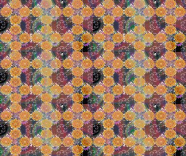 Renkli çiçekleri ve turuncu yaprakları olan harika bir çiçek deseni. Moda baskıları için zarif bir şablon. Halk tarzı. Modern çiçek arkaplanı.