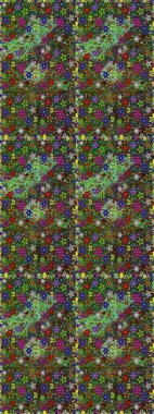 Tekstil için dikişsiz suluboya desen. Elle çizilmiş çiçek deseni (fayans). Sevimli çiçekler, desenli, yeşil ve kahverengi renklerle renksiz desen..