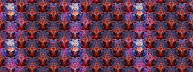 Soyut etnik raster çizim kalıbı. Kabile sanatı boho baskısı, klasik çiçek arkaplanı. Arkaplan dokusu, duvar kağıdı, mor ve kırmızı renklerde çiçek teması.