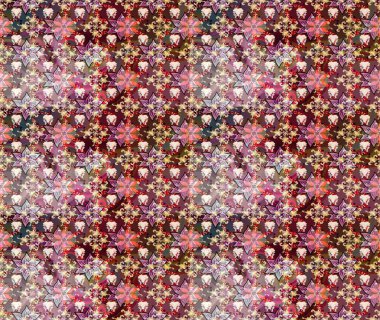 Küçük çiçekte güzel bir desen var. - Kahverengi çiçekler. Çiçek kompozisyonu. Çiçek kolajı. Raster deseni. Çiçek arkaplan. Doğa.