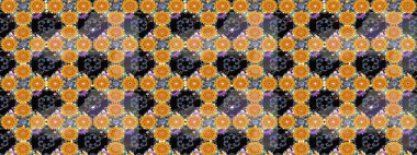 Sarı renkli çiçekler. Raster illüstrasyonu. El çizimi çiçekli soyut çizim deseni.