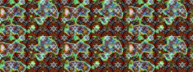 Arkaplan dokusu, duvar kağıdı, yeşil ve kahverengi renkli çiçek teması. Soyut etnik raster çizim kalıbı. Kabile sanatı boho baskısı, klasik çiçek arkaplanı.