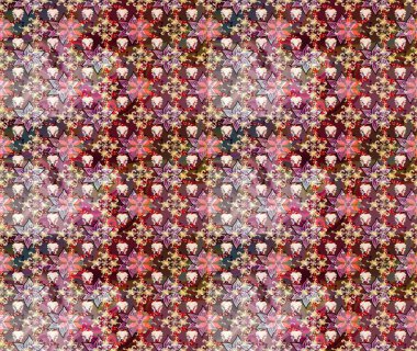 Küçük çiçekte güzel bir desen var. - Kahverengi çiçekler. Çiçek kompozisyonu. Çiçek kolajı. Raster deseni. Çiçek arkaplan. Doğa.