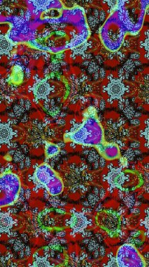 Raster illüstrasyonu. El yapımı çiçek ve bitki koleksiyonu. Raster illüstrasyonu. Robot resim tarzı kırmızı ve kahverengi renkler. Şirin karalamalı çiçek deseni çiz..