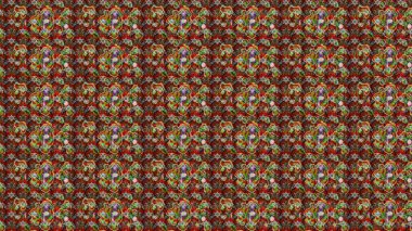 Küçük kahverengi çiçekli oldukça eski bir besin torbası deseni. Millefleur 'lar. Tekstil, kumaş, kapaklar, duvar kağıtları, baskı, paket, koleksiyon defteri, örgü, dekupaj için çiçek arkaplanı..