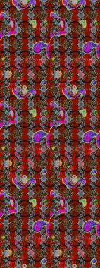 Raster illüstrasyonu. Kırmızı ve gri renkte çiçekler. Küçük çiçekte sevimli çiçek deseni var..